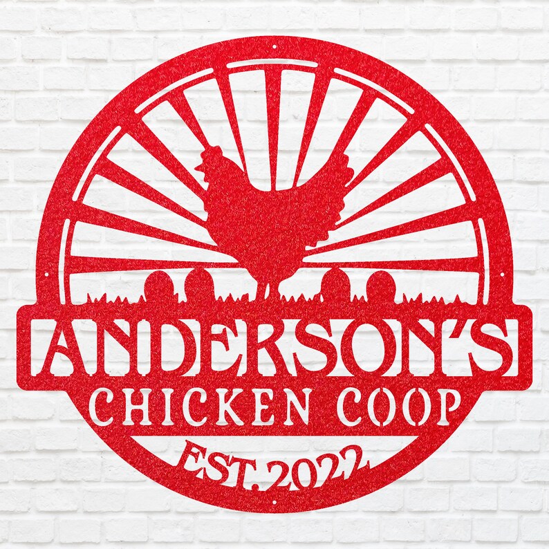 Chicken Coop Metal Wall Art, Custom Metal Art, Metal Farm Sign, Chicken Decor Art, Laser Cut Metal Name Sign, Metal Wall Art Decor