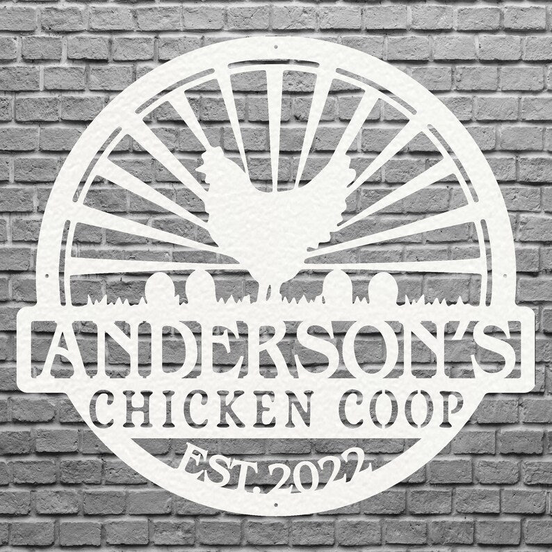 Chicken Coop Metal Wall Art, Custom Metal Art, Metal Farm Sign, Chicken Decor Art, Laser Cut Metal Name Sign, Metal Wall Art Decor