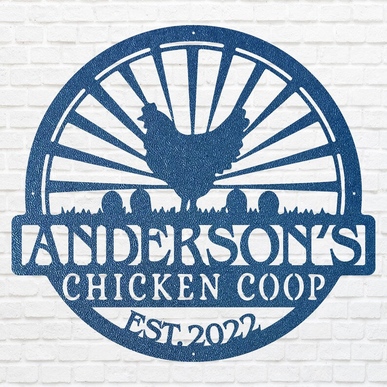 Chicken Coop Metal Wall Art, Custom Metal Art, Metal Farm Sign, Chicken Decor Art, Laser Cut Metal Name Sign, Metal Wall Art Decor