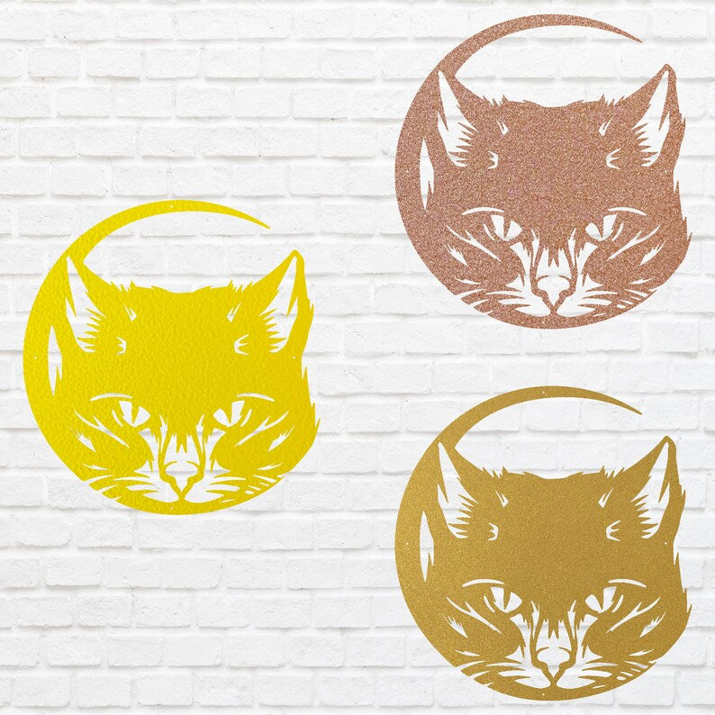 Cute Cat Wall Art, Metal Cat Face Art, Metal Animal Wall Hangings, Above Bed Cat Wall Decor, Metal Art Cat Lover Gift
