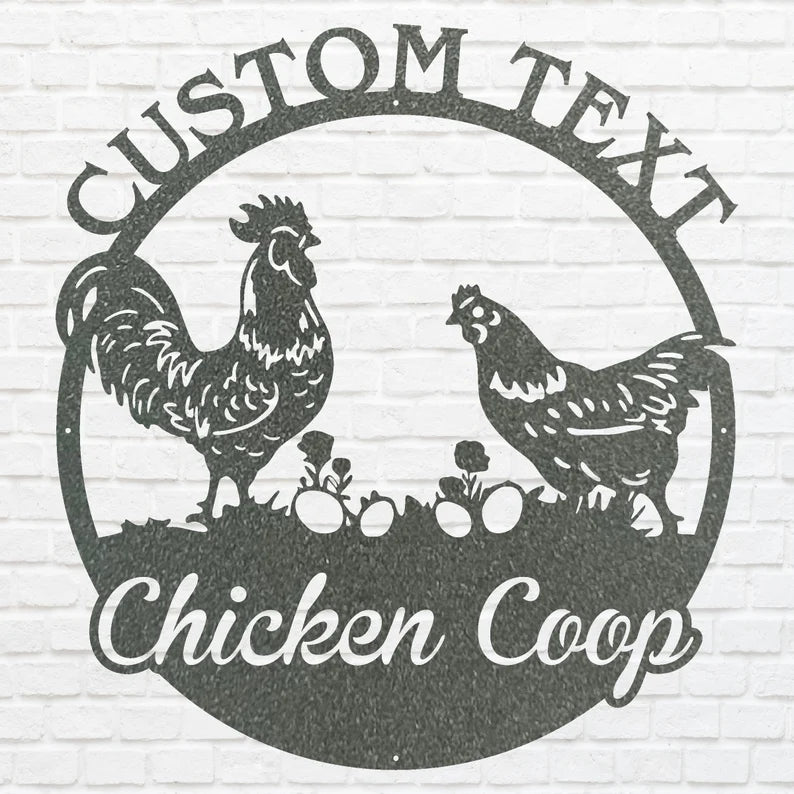 Chicken Coop Sign, Chicken Metal Wall Art, Laser Cut Custom Metal Name Sign, Metal Farm Sign, Chicken Art Farmhouse Decor