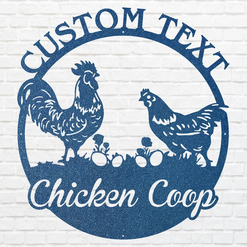 Chicken Coop Sign, Chicken Metal Wall Art, Laser Cut Custom Metal Name Sign, Metal Farm Sign, Chicken Art Farmhouse Decor