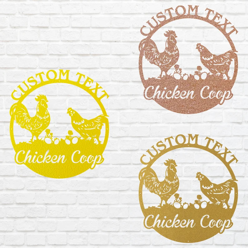 Chicken Coop Sign, Chicken Metal Wall Art, Laser Cut Custom Metal Name Sign, Metal Farm Sign, Chicken Art Farmhouse Decor