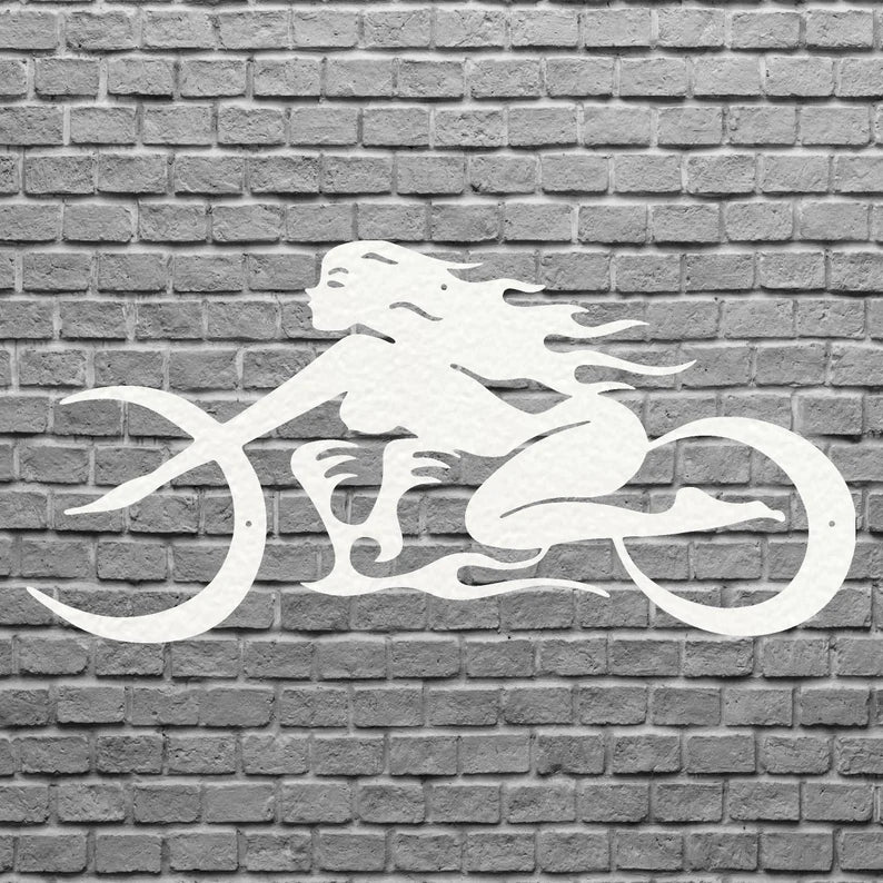 Chopper Girl Metal Wall Art, Bike Racing Wall Art, Livingroom Metal Wall Hangings, Garage Decor, Gift For Women