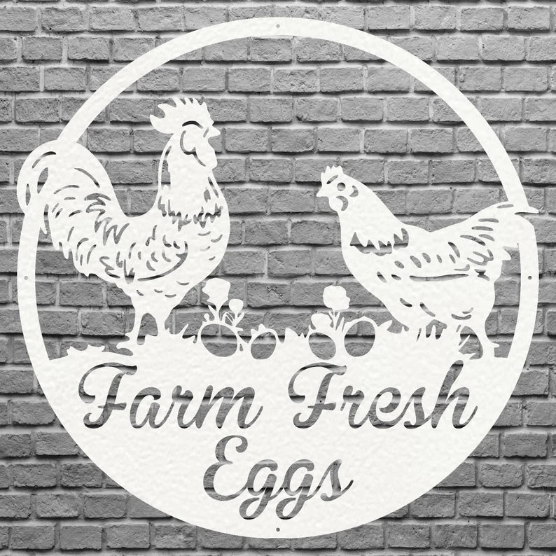 Farm Fresh Eggs Custom Metal Art, Chicken Coop Metal Wall Art, Farmhouse Wall Art, Chicken Wall Art, Metal Wall Decor