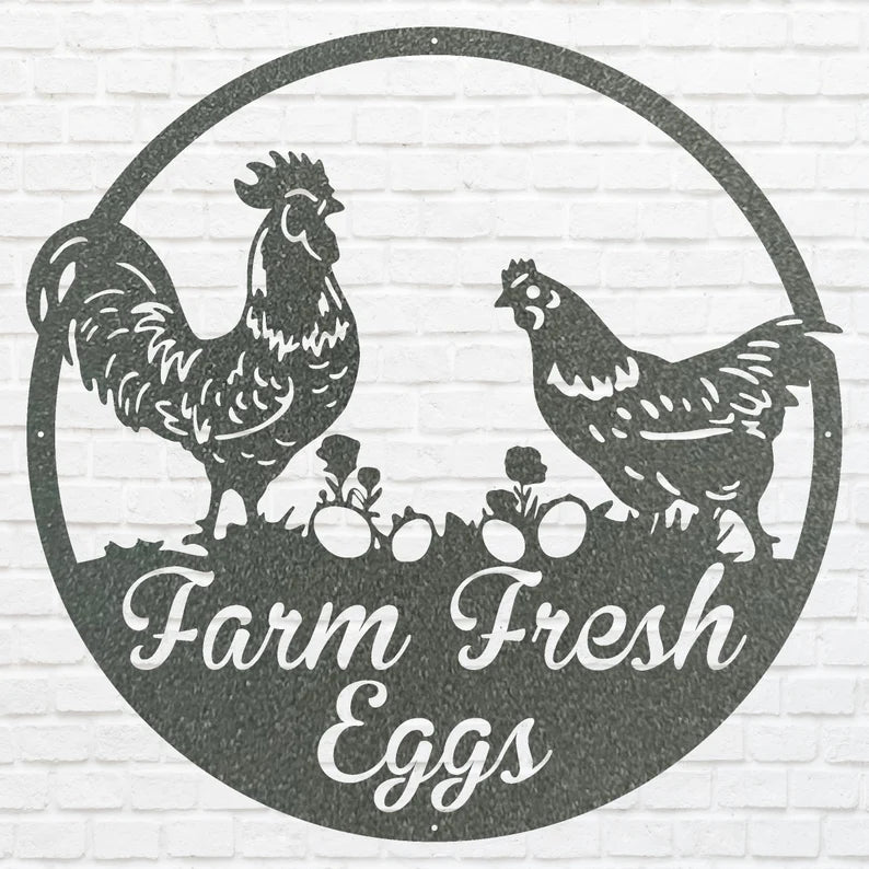 Farm Fresh Eggs Custom Metal Art, Chicken Coop Metal Wall Art, Farmhouse Wall Art, Chicken Wall Art, Metal Wall Decor