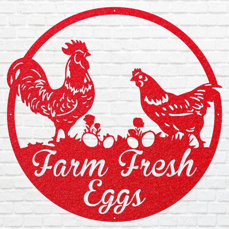 Farm Fresh Eggs Custom Metal Art, Chicken Coop Metal Wall Art, Farmhouse Wall Art, Chicken Wall Art, Metal Wall Decor