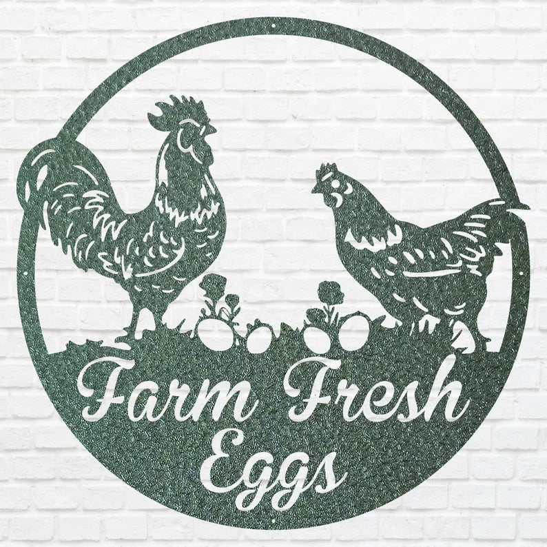 Farm Fresh Eggs Custom Metal Art, Chicken Coop Metal Wall Art, Farmhouse Wall Art, Chicken Wall Art, Metal Wall Decor