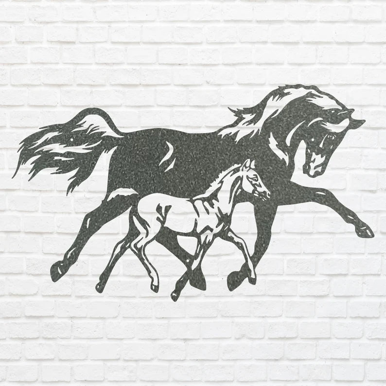 Horse Wall Art, Horse And Foal Metal Wall Art, Animal Metal Wall Hangings, Farmhouse Horse Wall Decor, Horse Lover Gift
