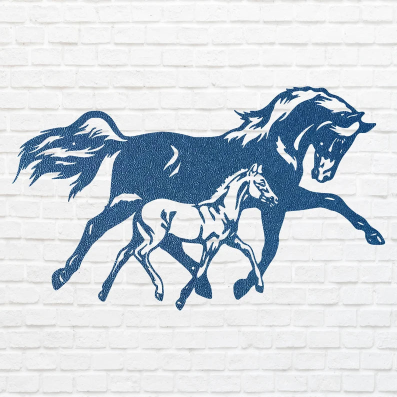 Horse Wall Art, Horse And Foal Metal Wall Art, Animal Metal Wall Hangings, Farmhouse Horse Wall Decor, Horse Lover Gift