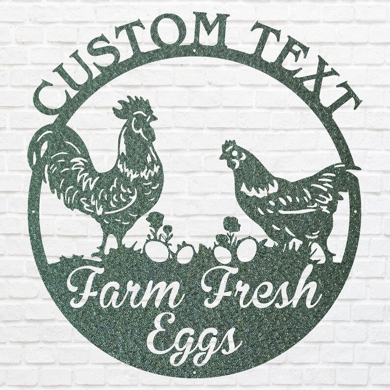 Farm Fresh Eggs Sign, Chicken Metal Wall Art, Laser Cut Metal Farm Sign, Farmhouse Chicken Wall Decor, Housewarming Gift