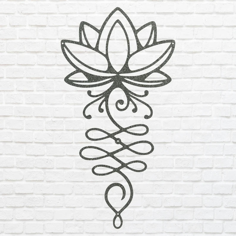 Unalome Lotus Metal Wall Art, Lotus Flower Art, Lotus Wall Decor, Flower Wall Art for Aesthetic Room Decor, Housewarming Gift
