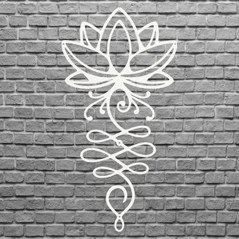Unalome Lotus Metal Wall Art, Lotus Flower Art, Lotus Wall Decor, Flower Wall Art for Aesthetic Room Decor, Housewarming Gift
