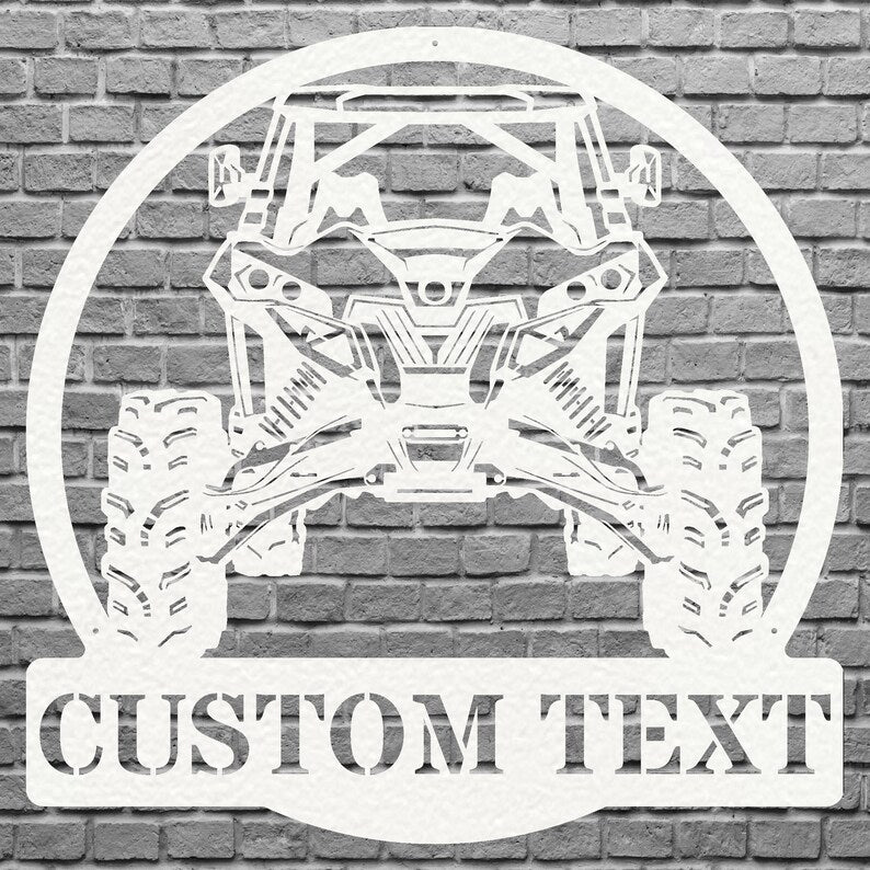 Off Road UTV Car Art, Custom Text Garage Sign, Laser Cut Metal Sign, Workshop Wall Sign, Metal Name Sign, Round Metal Art For Garage