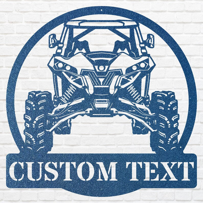 Off Road UTV Car Art, Custom Text Garage Sign, Laser Cut Metal Sign, Workshop Wall Sign, Metal Name Sign, Round Metal Art For Garage