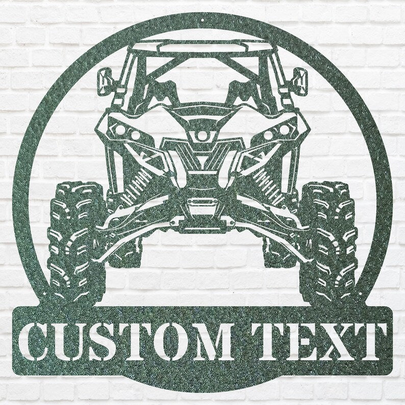 Off Road UTV Car Art, Custom Text Garage Sign, Laser Cut Metal Sign, Workshop Wall Sign, Metal Name Sign, Round Metal Art For Garage