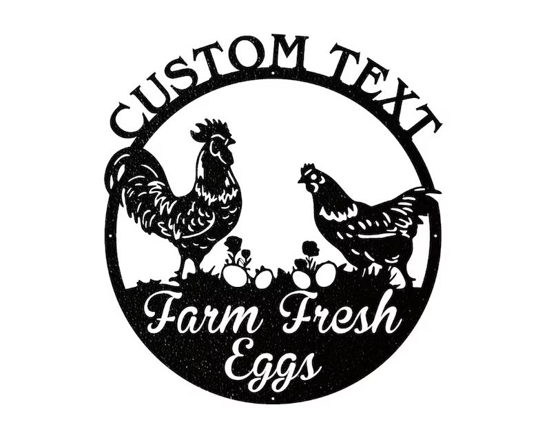 Farm Fresh Eggs Sign, Chicken Metal Wall Art, Laser Cut Metal Farm Sign, Farmhouse Chicken Wall Decor, Housewarming Gift