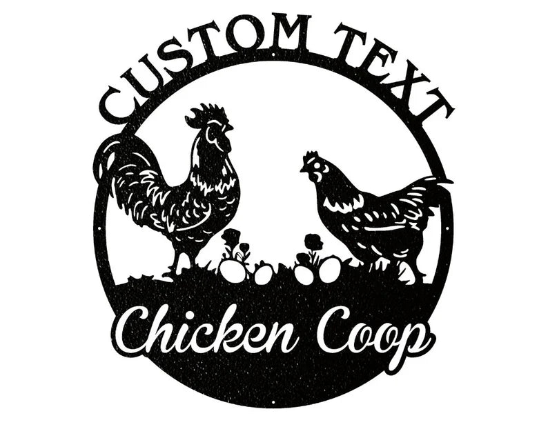 Chicken Coop Sign, Chicken Metal Wall Art, Laser Cut Custom Metal Name Sign, Metal Farm Sign, Chicken Art Farmhouse Decor