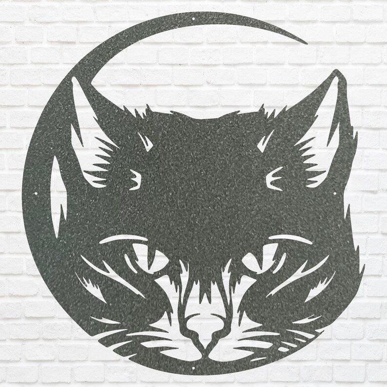 Cute Cat Wall Art, Metal Cat Face Art, Metal Animal Wall Hangings, Above Bed Cat Wall Decor, Metal Art Cat Lover Gift