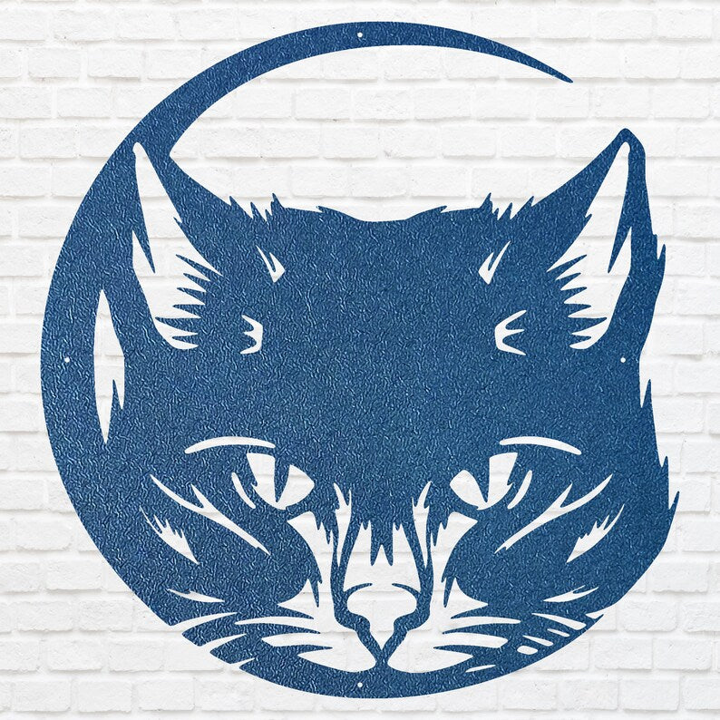 Cute Cat Wall Art, Metal Cat Face Art, Metal Animal Wall Hangings, Above Bed Cat Wall Decor, Metal Art Cat Lover Gift