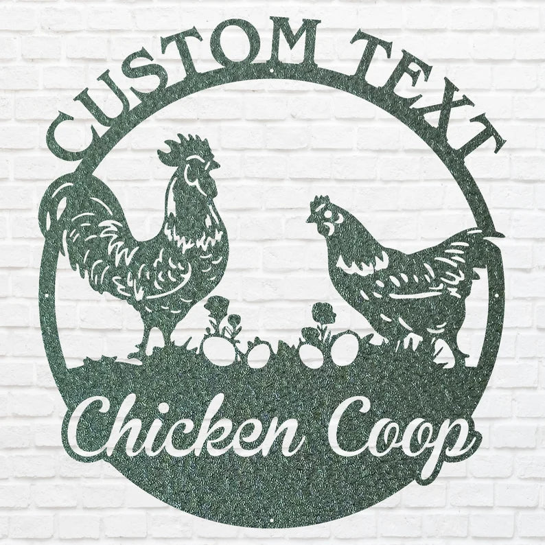 Chicken Coop Sign, Chicken Metal Wall Art, Laser Cut Custom Metal Name Sign, Metal Farm Sign, Chicken Art Farmhouse Decor