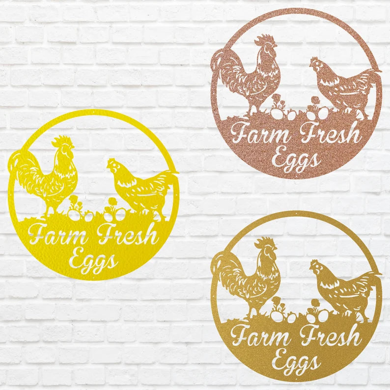 Farm Fresh Eggs Custom Metal Art, Chicken Coop Metal Wall Art, Farmhouse Wall Art, Chicken Wall Art, Metal Wall Decor