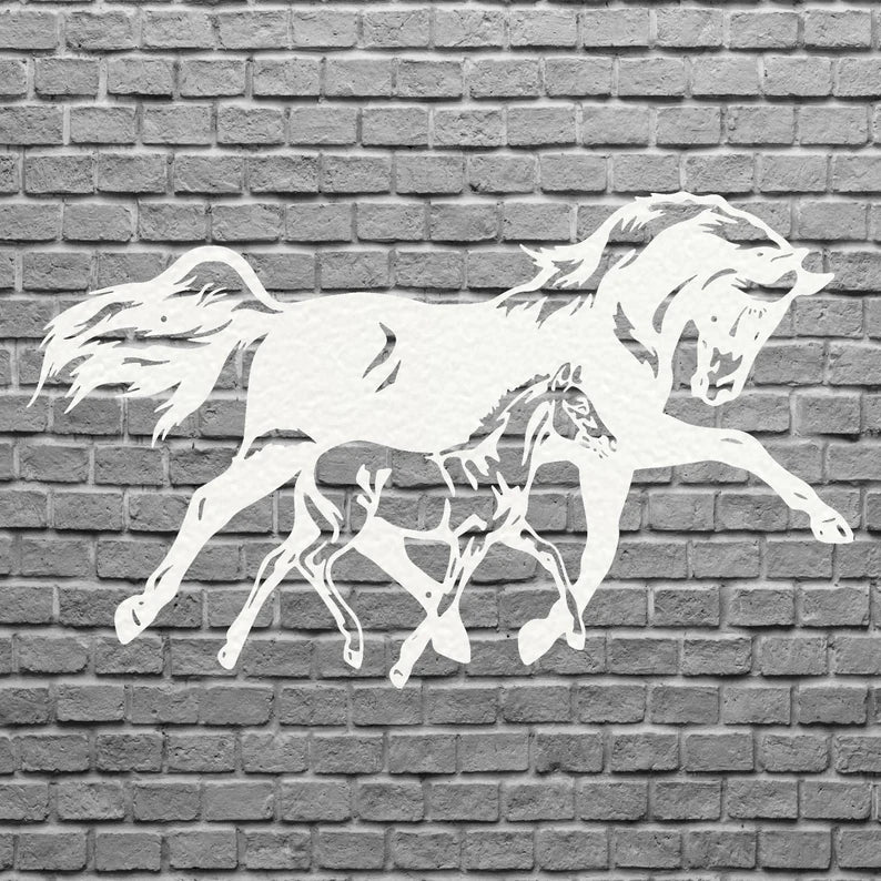 Horse Wall Art, Horse And Foal Metal Wall Art, Animal Metal Wall Hangings, Farmhouse Horse Wall Decor, Horse Lover Gift