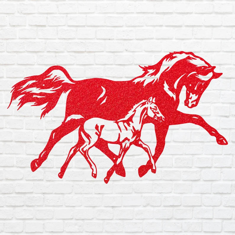 Horse Wall Art, Horse And Foal Metal Wall Art, Animal Metal Wall Hangings, Farmhouse Horse Wall Decor, Horse Lover Gift