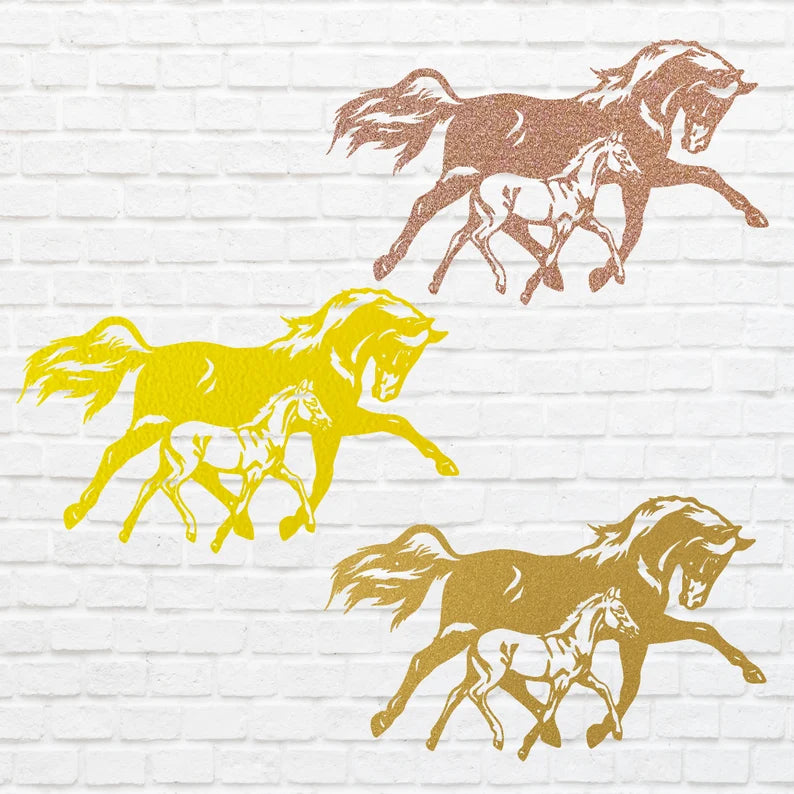 Horse Wall Art, Horse And Foal Metal Wall Art, Animal Metal Wall Hangings, Farmhouse Horse Wall Decor, Horse Lover Gift