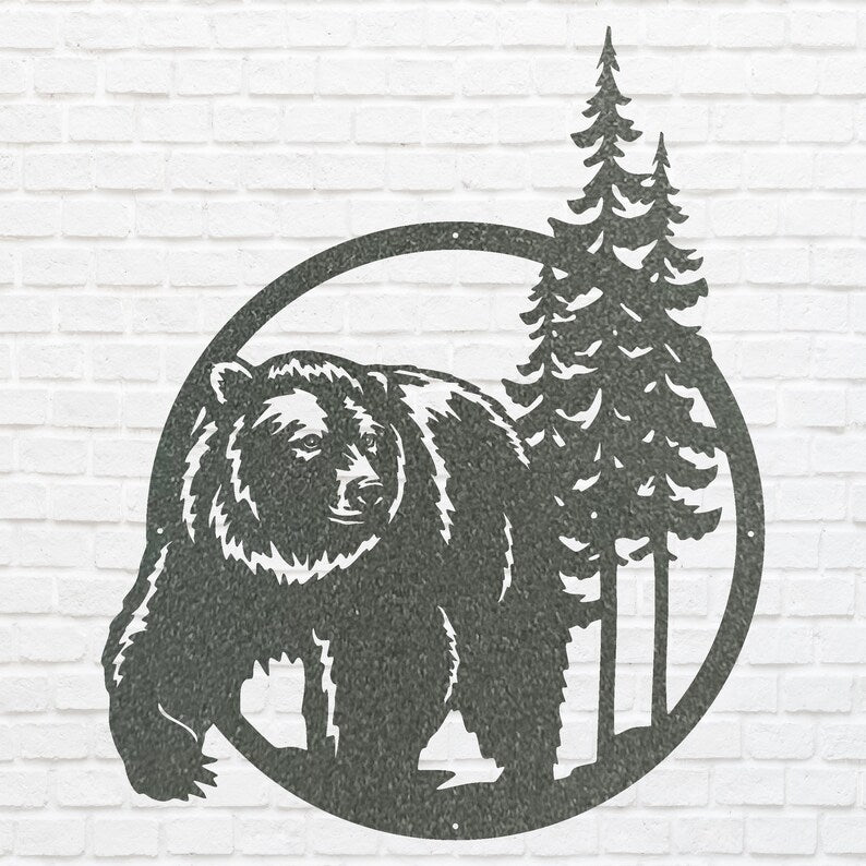 Metal Bear Art, Bear Wall Art, Bear Decor, Animal Wall Decor, Wildlife Animal Wall Art, Metal Wall Art for Decoration, Animal Lover Gift