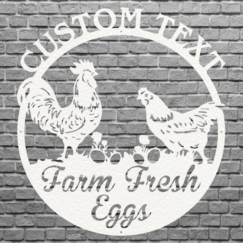 Farm Fresh Eggs Sign, Chicken Metal Wall Art, Laser Cut Metal Farm Sign, Farmhouse Chicken Wall Decor, Housewarming Gift