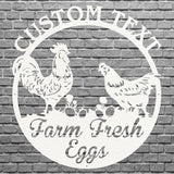 Farm Fresh Eggs Sign, Chicken Metal Wall Art, Laser Cut Metal Farm Sign, Farmhouse Chicken Wall Decor, Housewarming Gift