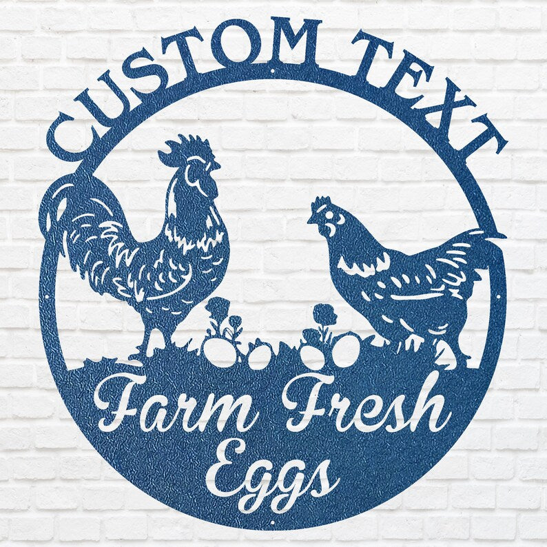 Farm Fresh Eggs Sign, Chicken Metal Wall Art, Laser Cut Metal Farm Sign, Farmhouse Chicken Wall Decor, Housewarming Gift