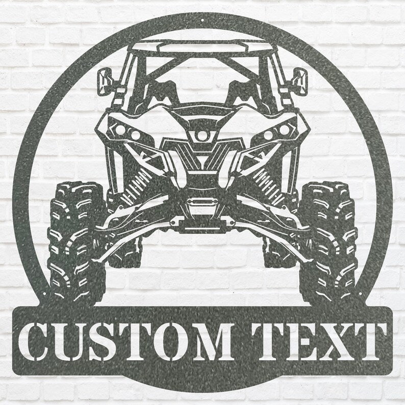 Off Road UTV Car Art, Custom Text Garage Sign, Laser Cut Metal Sign, Workshop Wall Sign, Metal Name Sign, Round Metal Art For Garage