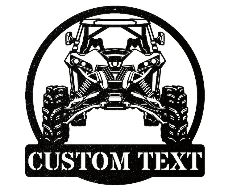 Off Road UTV Car Art, Custom Text Garage Sign, Laser Cut Metal Sign, Workshop Wall Sign, Metal Name Sign, Round Metal Art For Garage