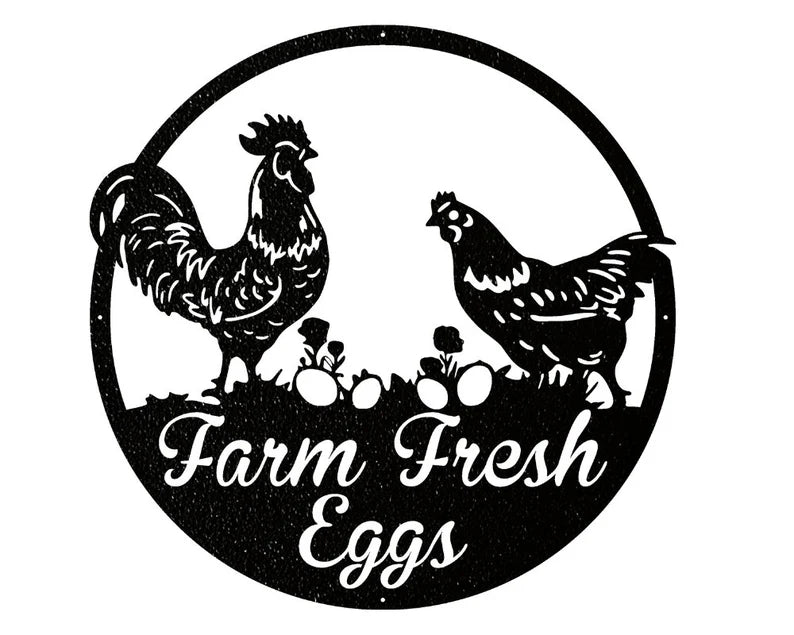 Farm Fresh Eggs Custom Metal Art, Chicken Coop Metal Wall Art, Farmhouse Wall Art, Chicken Wall Art, Metal Wall Decor