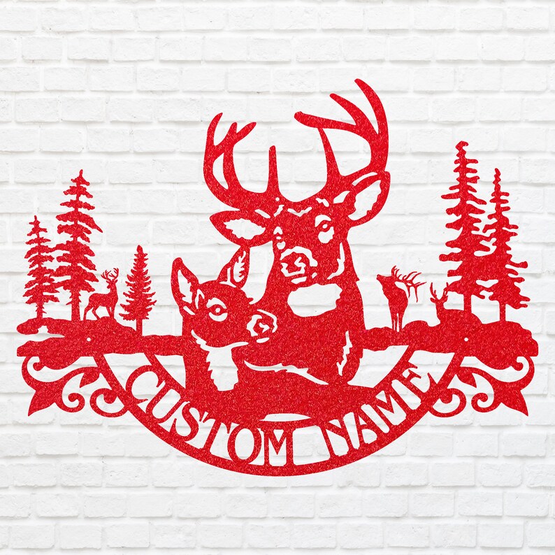 Deer Family Metal Wall Art, Custom Name Metal Wall Art, Laser Cut Wildlife Metal Wall Art, Farmhouse Wall Decor, Nature Lover Gift