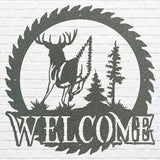 Deer Metal Welcome Sign, Laser Cut Wildlife Metal Art, A Deer Round Metal Wall Art, Welcome Sign For Home Decor