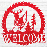 Deer Metal Welcome Sign, Laser Cut Wildlife Metal Art, A Deer Round Metal Wall Art, Welcome Sign For Home Decor