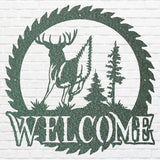 Deer Metal Welcome Sign, Laser Cut Wildlife Metal Art, A Deer Round Metal Wall Art, Welcome Sign For Home Decor
