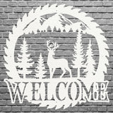 Metal Deer Welcome Sign, Laser Cut Wildlife Metal Art, A Deer Welcome Sawblade Metal Sign, Home Decor Sign, Housewarming Gift