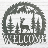 Metal Deer Welcome Sign, Laser Cut Wildlife Metal Art, A Deer Welcome Sawblade Metal Sign, Home Decor Sign, Housewarming Gift