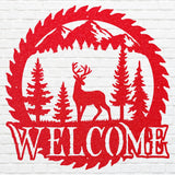 Metal Deer Welcome Sign, Laser Cut Wildlife Metal Art, A Deer Welcome Sawblade Metal Sign, Home Decor Sign, Housewarming Gift