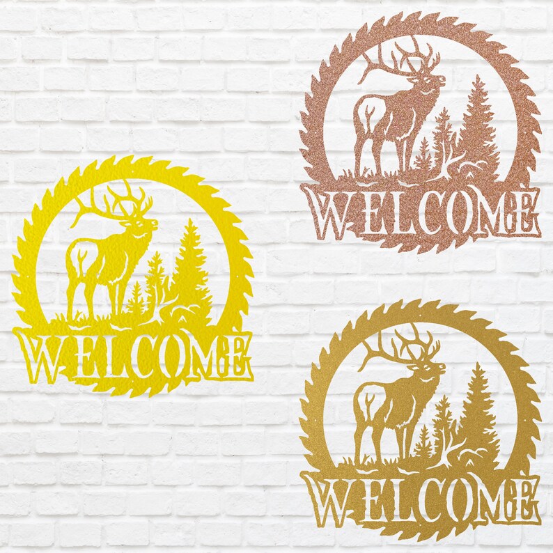 Deer Metal Welcome Sign, Laser Cut Wildlife Metal Art, A Deer Round Metal Wall Art, Welcome Sign For Home Decor
