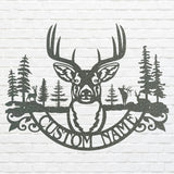 Custom Name Deer Metal Sign, Deer Wilderness Metal Wall Art, Laser Cut Wildlife Metal Art, Farmhouse Wall Decor