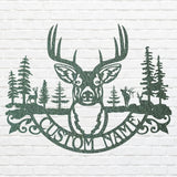Custom Name Deer Metal Sign, Deer Wilderness Metal Wall Art, Laser Cut Wildlife Metal Art, Farmhouse Wall Decor