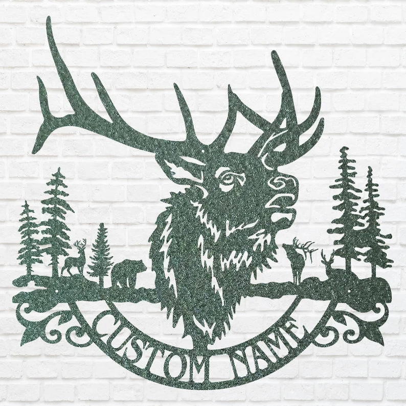 Custom Name Elk Wall Art, Wildlife Metal Art, Laser Cut Elk Custom Metal Sign, Metal Wall Decor, Housewarming Gift