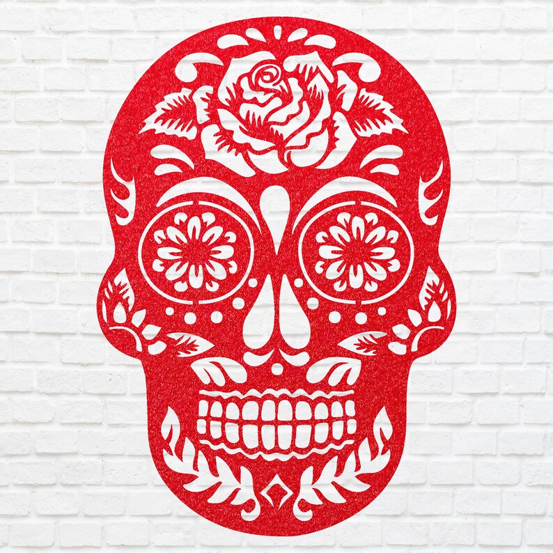 Floral Skull Metal Wall Art, Sugar Skull Laser Cut Metal Art, Gothic Home Decor, Metal Human Skull Farmhouse Wall Decor