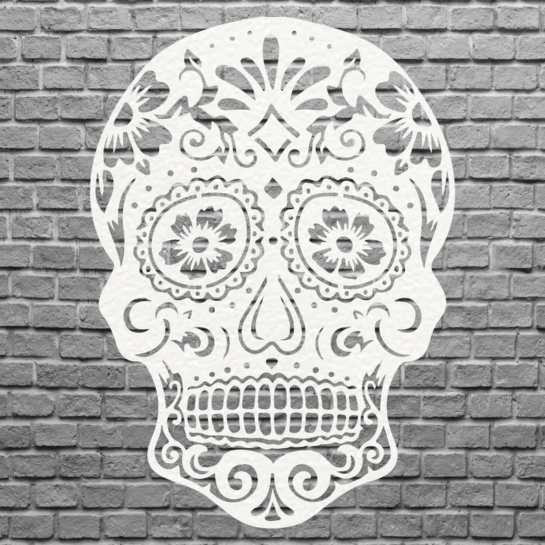 Sugar Skull Metal Wall Art, Gothic Skull Laser Cut Metal Art, Gothic Home Decor, Metal Human Skull Housewarming Gift