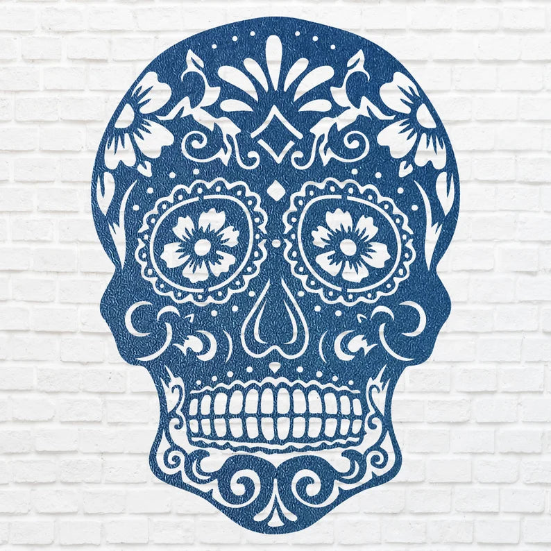 Sugar Skull Metal Wall Art, Gothic Skull Laser Cut Metal Art, Gothic Home Decor, Metal Human Skull Housewarming Gift